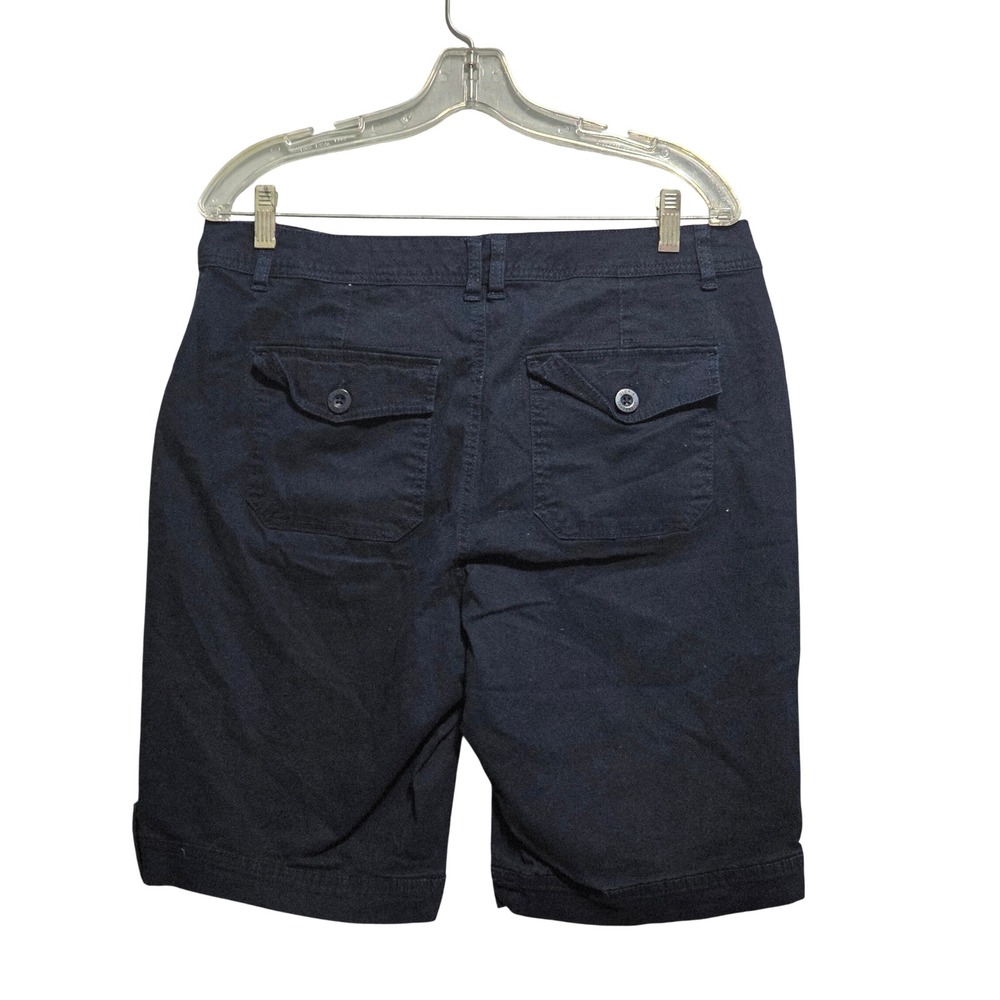 Gloria Vanderbilt Khaki United Navy Blue Utility Shorts Womens Size 10 Cuffed - Picture 3 of 9